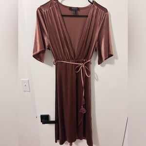 Forever 21 Satin Rose Gold Wrap Dress